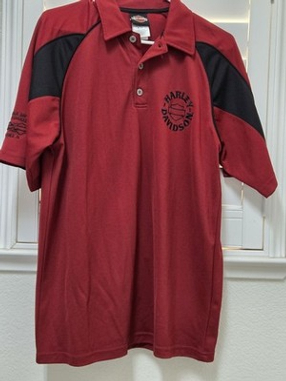 Harley-Davidson Polo Shirt Men's M Red Black Mobile AL Embroidered Logo Short...